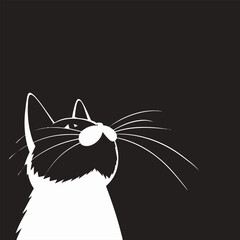Poster - Halloween banner with tradition symbols. Black cat illustration.