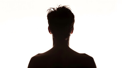 Wall Mural - Silhouette of male person  back view back lit over white : Generative AI