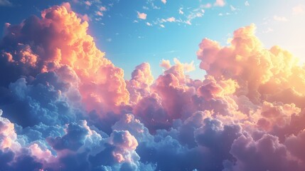 Wall Mural - Sky Gradients Cloud Formations: A 3D illustration featuring the gradient of colors in the sky