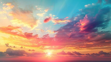 Wall Mural - Sky Gradients Sunlight: An illustration capturing the gradient of colors in the sky created by sunlight