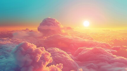 Wall Mural - Sky Gradients Nature's Canvas: A 3D illustration depicting the sky as nature's canvas
