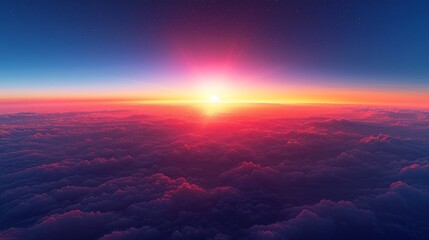 Wall Mural - Sky Gradients Sunrise: A 3D illustration depicting the gradient of colors in the sky during sunrise