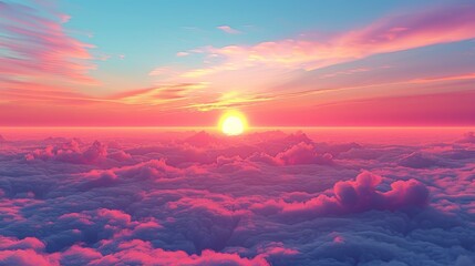 Wall Mural - Sky Gradients Sunset: A 3D illustration capturing the gradient of colors in the sky during sunset