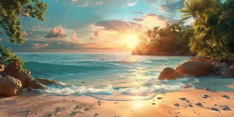 Wall Mural - Marvellous Sunrise Beach. Tranquil Holiday