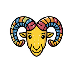 Wall Mural - Aries Zodiac Doodle Art: Dynamic Illustration of the Ram Sign