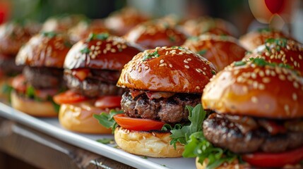 Delicious hamburger platter, ideal for social gatherings and parties