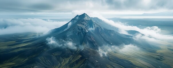 Canvas Print - Aerial view of Maelifell volcano, Hella, Southern Region, Iceland.