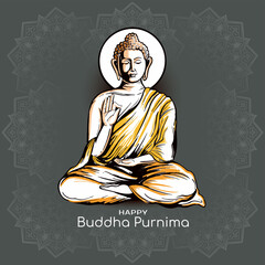 Wall Mural - Beautiful Happy Buddha Purnima Indian festival celebration background