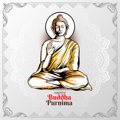 Poster - Happy Buddha Purnima traditional Indian festival elegant background