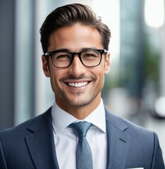 Wall Mural - Portrait of a smiling businessman wearing glasses