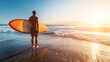 © mohammad - A man stands on the beach holding a surfboard, Ai Generated images
