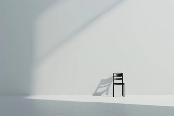 Wall Mural - A black chair is sitting in front of a white wall