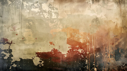 Wall Mural - Grunge Distressed textures, faded colors, ripped edges.