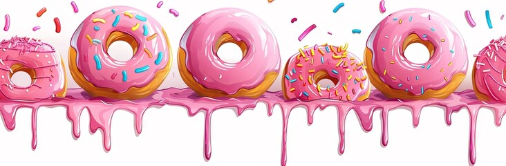 Wall Mural - Pink donuts on white background 