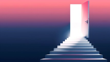 Wall Mural - mystical stairway to a bright doorway, surreal graphics. conceptual art with gradient colors. fit fo