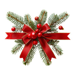 festive red christmas ribbon isolated without background