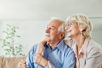 Wall Mural - woman man senior couple happy retirement together elderly portrait active vitality bonding looking p