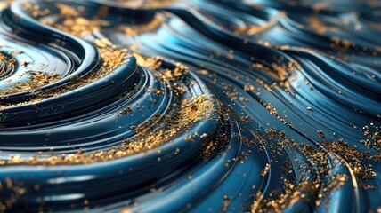 The abstract picture of the two colours of blue and gold colours that has been created form of the waving shiny smooth satin fabric that curved and bend around this beauty abstract picture. AIGX01.