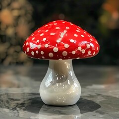 Sticker - Red mushroom, cute, glass-like, ceramic