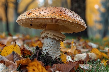 Canvas Print - mushroom t near the tree, fall