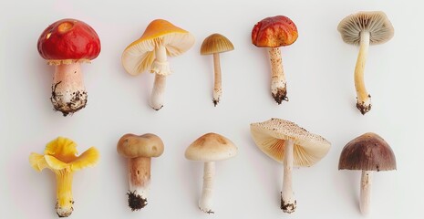 Poster - set mushrooms on a white background