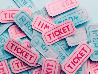 pink, green and blue tickets coupons