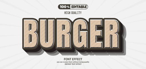 Wall Mural - Burger text effect, Editable text effect.