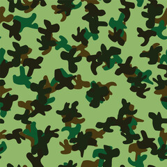 Wall Mural - Dirty Hunter Pattern. Modern Green Pattern. Tree Brown Canvas. Digital Urban Camouflage. Seamless Print. Green Camo Print. Woodland Army Brush. Repeat Seamless Camoflage. Military Vector Camouflage.