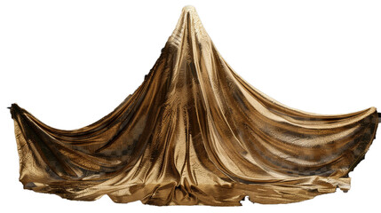 Wall Mural - A shimmering gold lame jalabiya with long, flowing sleeves, isolated on transparent background, png file.