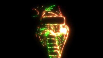 Sticker - neon animation of animal cobra head