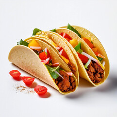 Wall Mural - mexican food tacos isolated on white background