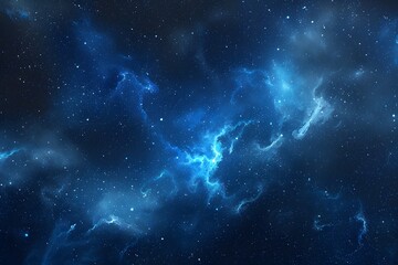 blue nebula in space, starry sky, dark background