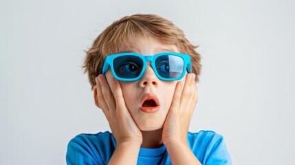 Wall Mural - Boy with Oversized Blue Glasses