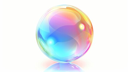 Wall Mural - A realistic transparent air sphere of rainbow colors with reflections and highlights isolated on a white background.