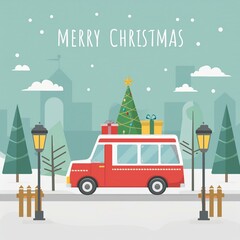 Wall Mural - merry christmas card post brochure template