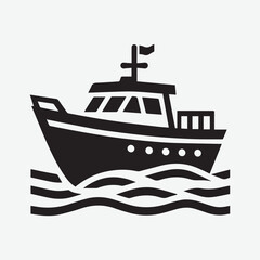 Wall Mural - Boat Icon vector silhouette illustration. boat icon, boat icon vector, in trendy flat style isolated on white background. boat icon image, boat icon illustration