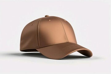 Sticker - brown or bronze baseball cap. snapback hat. front view. isolated on white background. for mockups and branding identity