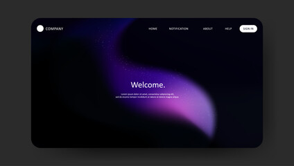 Abstract wave futuristic design of landing page. retro gradient mesh dark concept website design