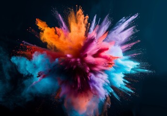 Wall Mural - a colorful explosion of powdery dust is depicted in the image. the colors are vibrant and the dust i