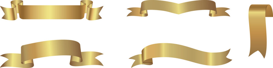 Golden award ribbon  banners for text. Blank Gold award Ribbon  Collection Pack Template. Collection of Different Empty Gold Ribbon and Label Design. Vector of various shapes