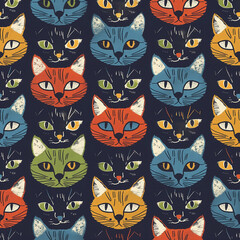 Naklejka na meble seamless pattern with cats