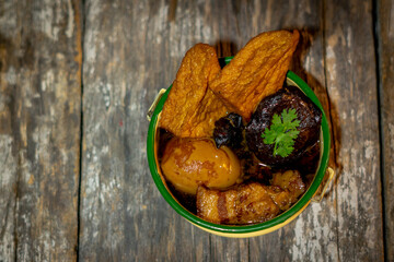 Wall Mural - Stewed pork leg with five spices in sweet gravy sauce and eggs