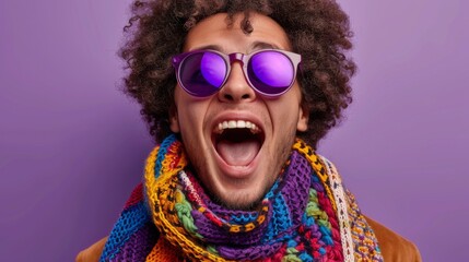 Wall Mural - Man with Colorful Sunglasses and Scarf