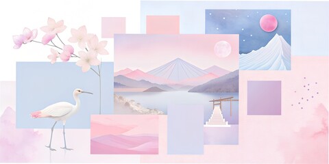 Wall Mural - Collage, idea, background for desktop, idea for planner, for album, for notebook, for postcards, art, vector, illustration of diversity
