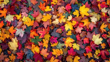 Poster - Autumn Leaves Creating a Colorful Carpet on the Ground