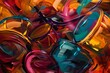 © Izanbar MagicAI Art - abstract, swirling blend of vibrant colors and rhythmic shapes representing the lively and spirited nature of salsa music, with hints of congas and timbales