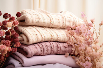 Wall Mural - Stack of Plush Autumn Sweaters