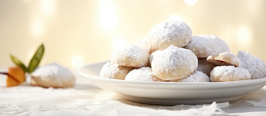 Wall Mural - a copy space image of delicious mexican wedding cookies