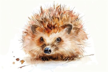 Wall Mural - A charming watercolor painting of a hedgehog. Perfect for nature lovers and animal enthusiasts