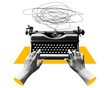 © Teodora ART - Cut out retro halftone collage with typewriter and hands.